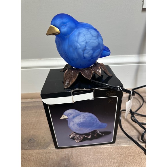 Andrea By Sadek Other - TIN CHI Andrea By Sadek Cobalt Blue Glass Bird Lamp Solid Brass Base with box
